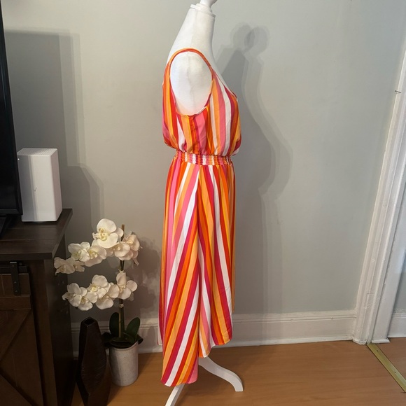 High Low Sleeveless Striped Dress M Willow Drive Orange Pink White - Picture 4 of 8